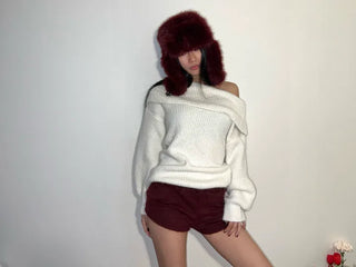 Fluffy knit angora shorts