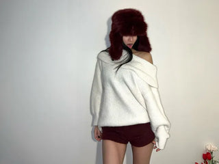 Fluffy knit angora shorts