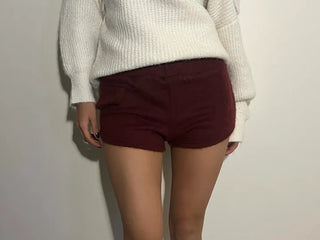 Fluffy knit angora shorts