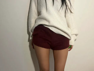 Fluffy knit angora shorts