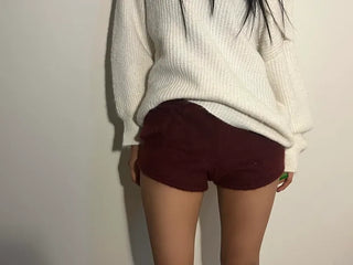 Fluffy knit angora shorts