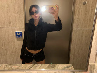 Toxic Fur Color Block Zip-up