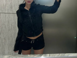 Toxic Fur Color Block Zip-up