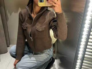 Antme Two-Way Pocket Knit Zip-Up