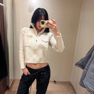 Antme Two-Way Pocket Knit Zip-Up