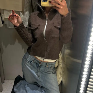 Antme Two-Way Pocket Knit Zip-Up