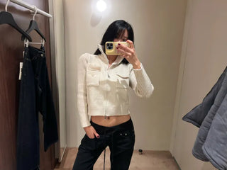 Antme Two-Way Pocket Knit Zip-Up