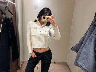 Antme Two-Way Pocket Knit Zip-Up