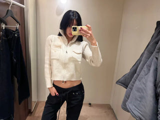 Antme Two-Way Pocket Knit Zip-Up