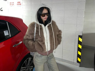 Marshmell Hooded Fur Jacket