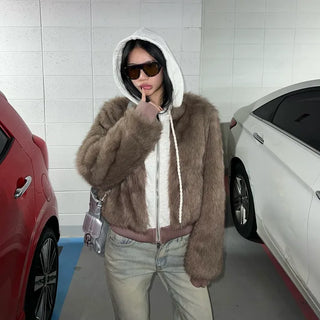 Marshmell Hooded Fur Jacket
