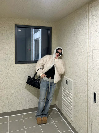 Marshmell Hooded Fur Jacket