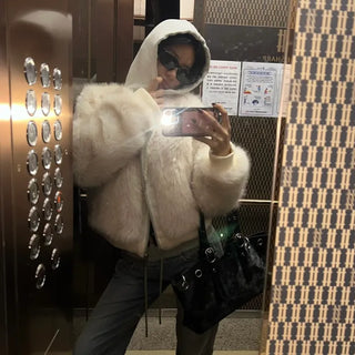 Marshmell Hooded Fur Jacket