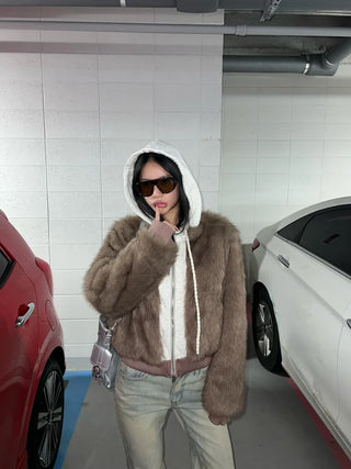 Marshmell Hooded Fur Jacket