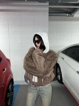 Marshmell Hooded Fur Jacket