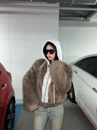 Marshmell Hooded Fur Jacket