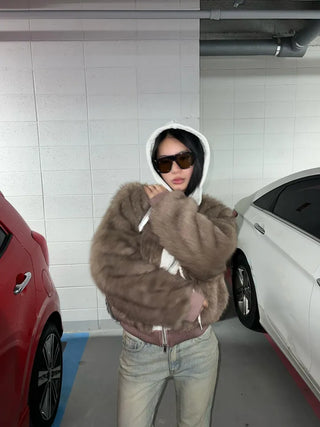 Marshmell Hooded Fur Jacket