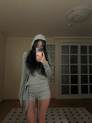Side strap hooded top