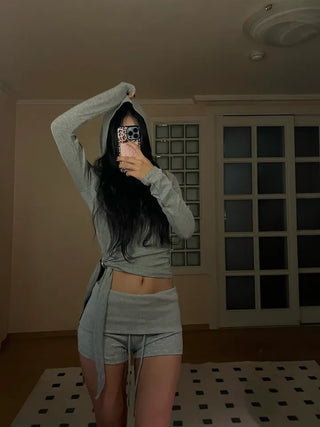 Side strap hooded top