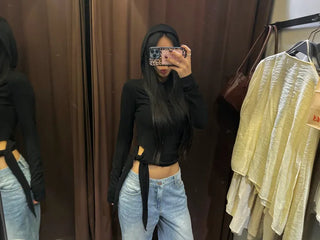 Side strap hooded top