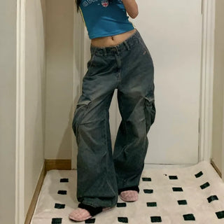 Teddy Denim Pocket Cargo Pants