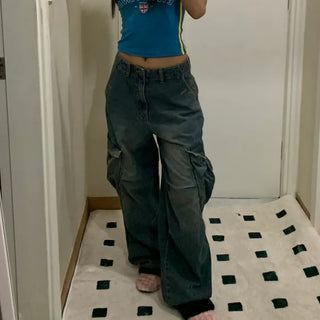 Teddy Denim Pocket Cargo Pants