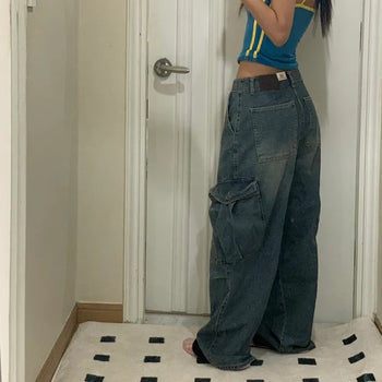 Teddy Denim Pocket Cargo Pants