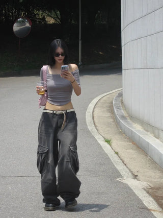 Teddy Denim Pocket Cargo Pants