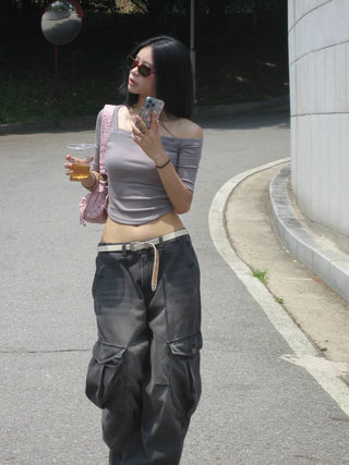 Teddy Denim Pocket Cargo Pants