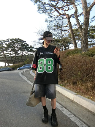 Player 88 Overfit Glossy Football Jersey