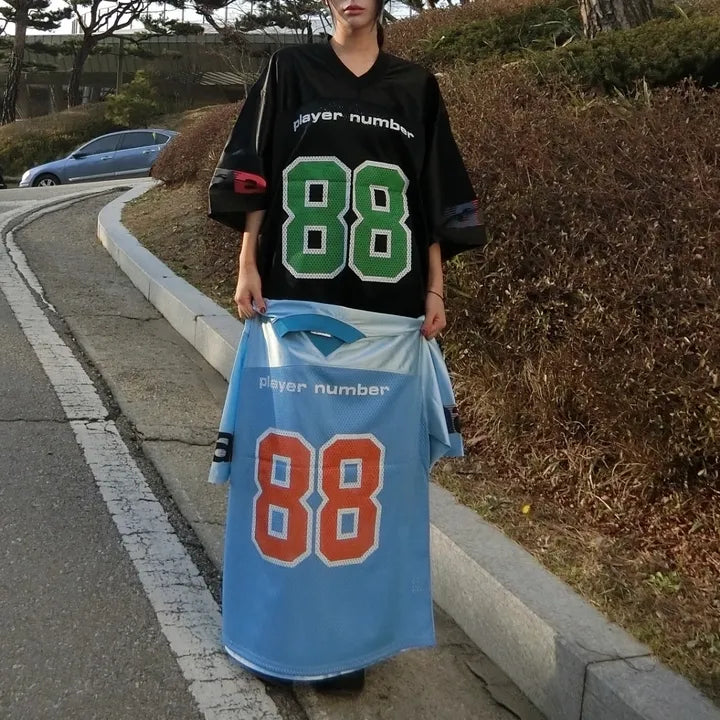 Player 88 Overfit Glossy Football Jersey