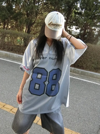 Player 88 Overfit Glossy Football Jersey