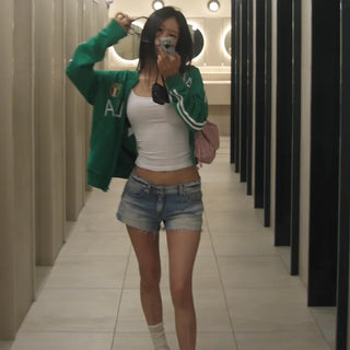 Wild shadow low-rise light blue shorts