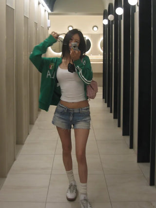 Wild shadow low-rise light blue shorts