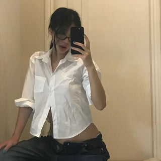 Geek chic semi-crop shirt