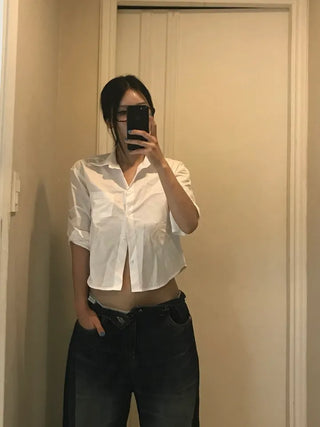 Geek chic semi-crop shirt