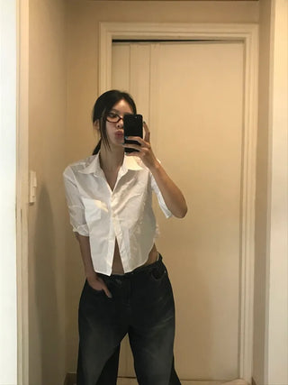 Geek chic semi-crop shirt