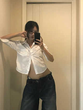Geek chic semi-crop shirt