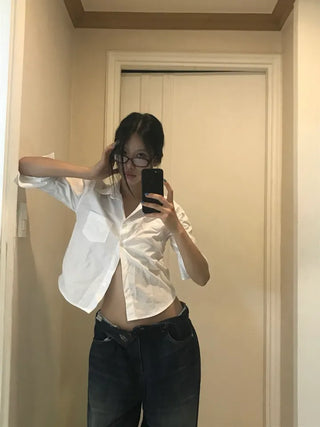 Geek chic semi-crop shirt