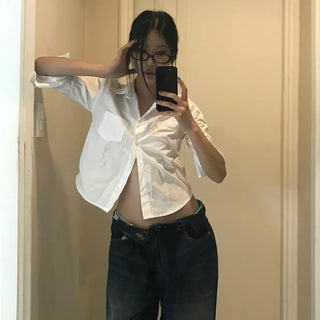 Geek chic semi-crop shirt