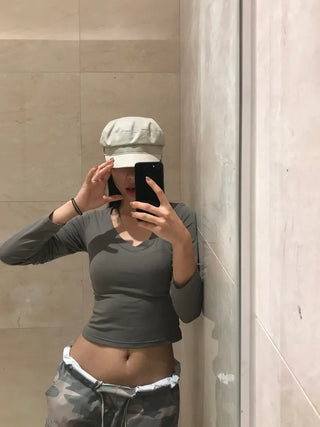 Soft V-Neck Glam Crop Tee