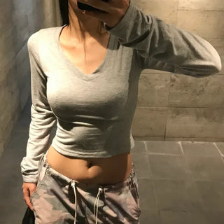 Soft V-Neck Glam Crop Tee