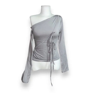 Raina Ribbon Half-Shoulder Long-Sleeve T-Shirt