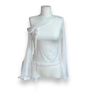 Raina Ribbon Half-Shoulder Long-Sleeve T-Shirt