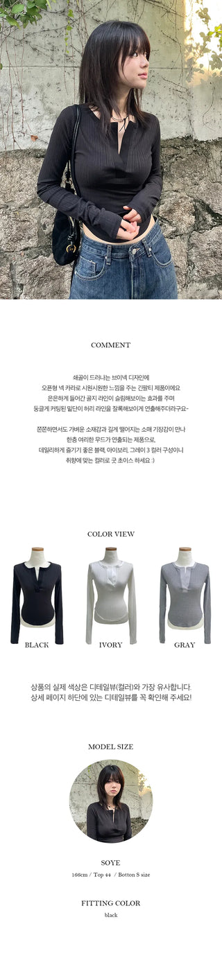 Cropped Neck Long Sleeve