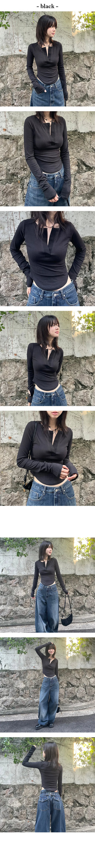 Cropped Neck Long Sleeve