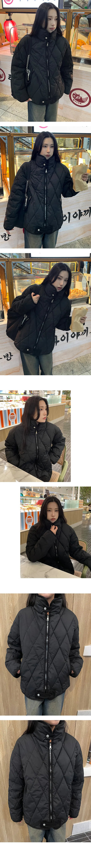 High neck quilted padded jumper