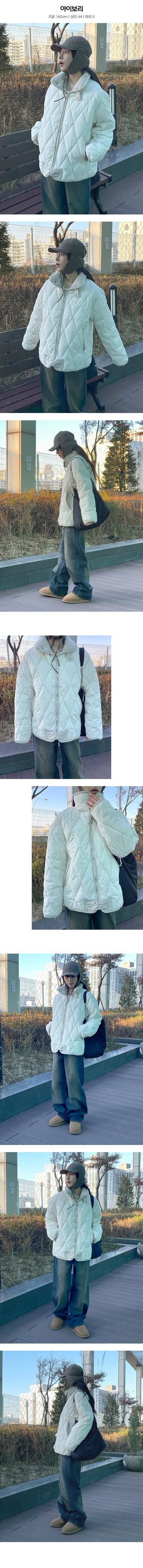 High neck quilted padded jumper