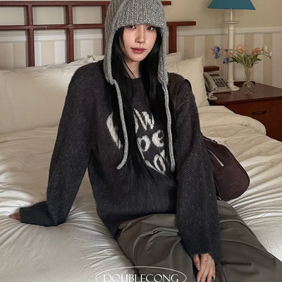 Leli Love Lettering Round Loose Fit Knit
