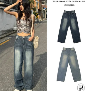 Summer Fabric Bebe Loose Wide Denim Pants
